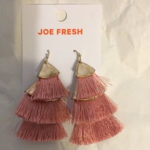 Pink fringed three layer earrings Joe Fresh